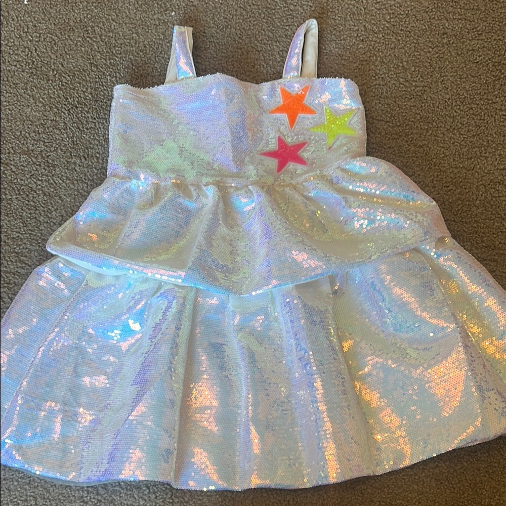 Girls' Lola and the Boys Shimmering Sequin Dress with Star Accents - Picture 2 of 4